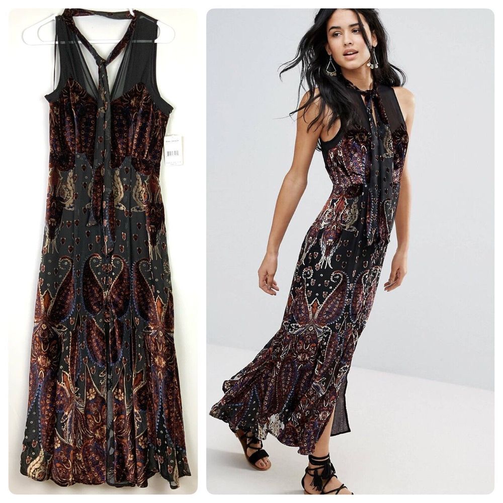 Free People Black and Brown Maxi Dress